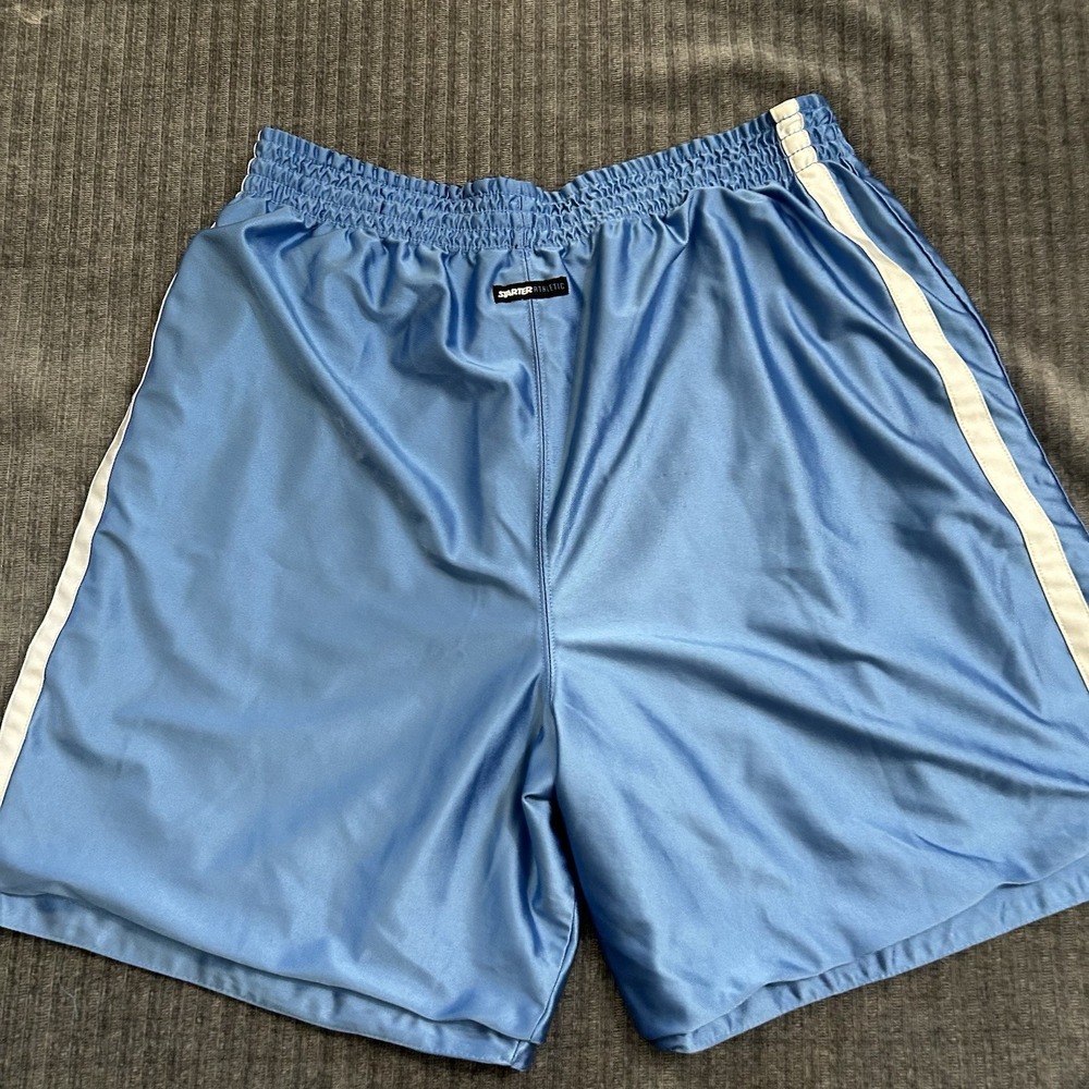 Y2K Starter Dazzle Baggy Basketball Shorts Shiny Blue Black Reversible L Heavy